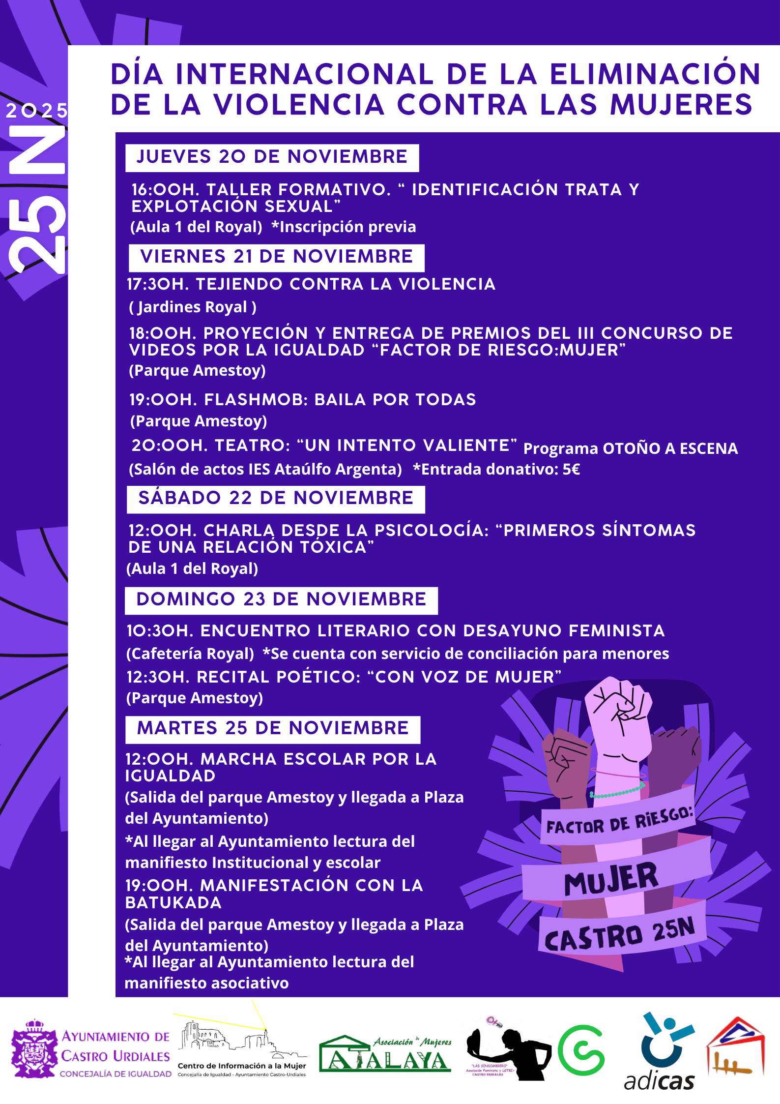 25N "Día Internacional para la Eliminación de la Violencia contra las mujeres" "Factor de Riesgo: Mujer"