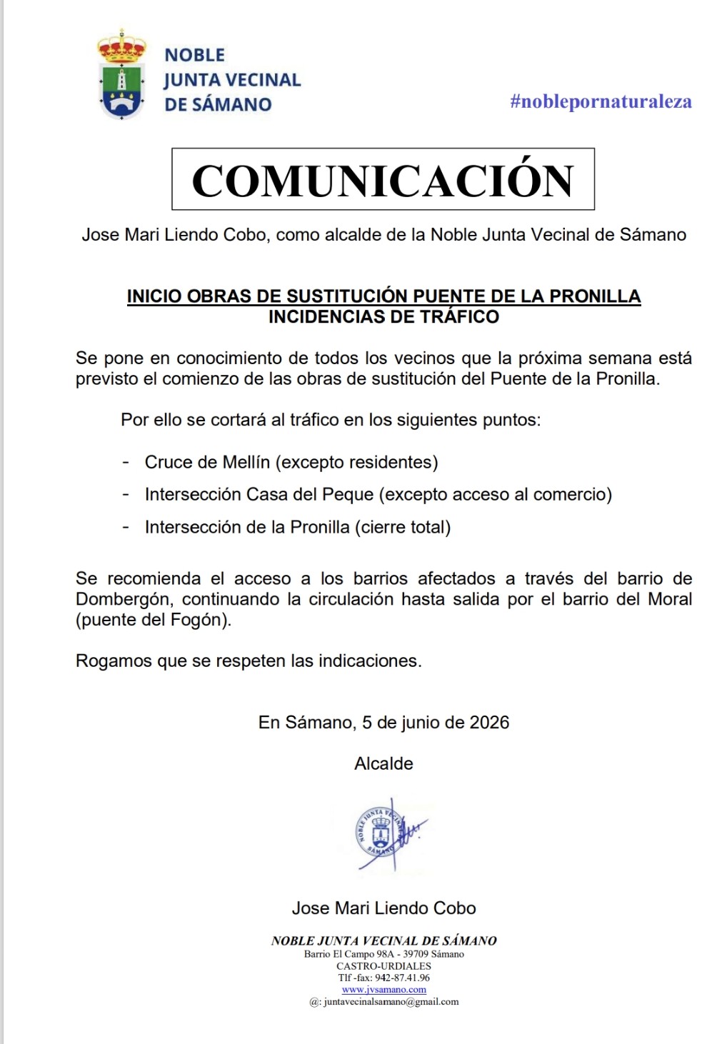 Bando Inicio Obras Puente La Pronilla