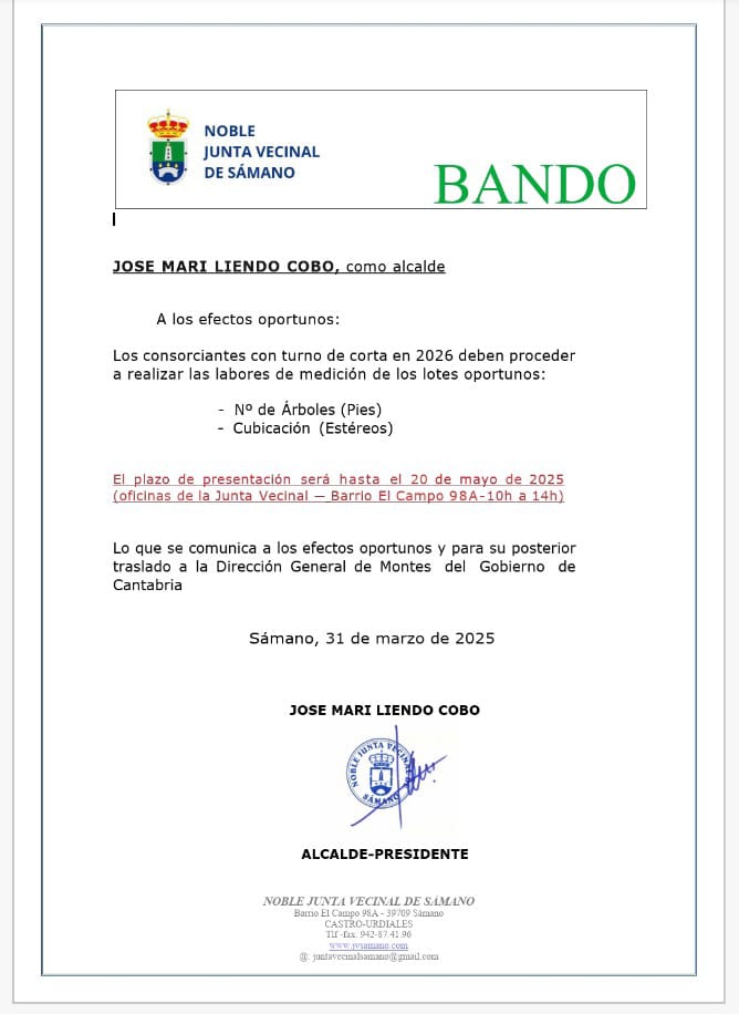 Bando Plan de Aprovechamientos Forestales 2026