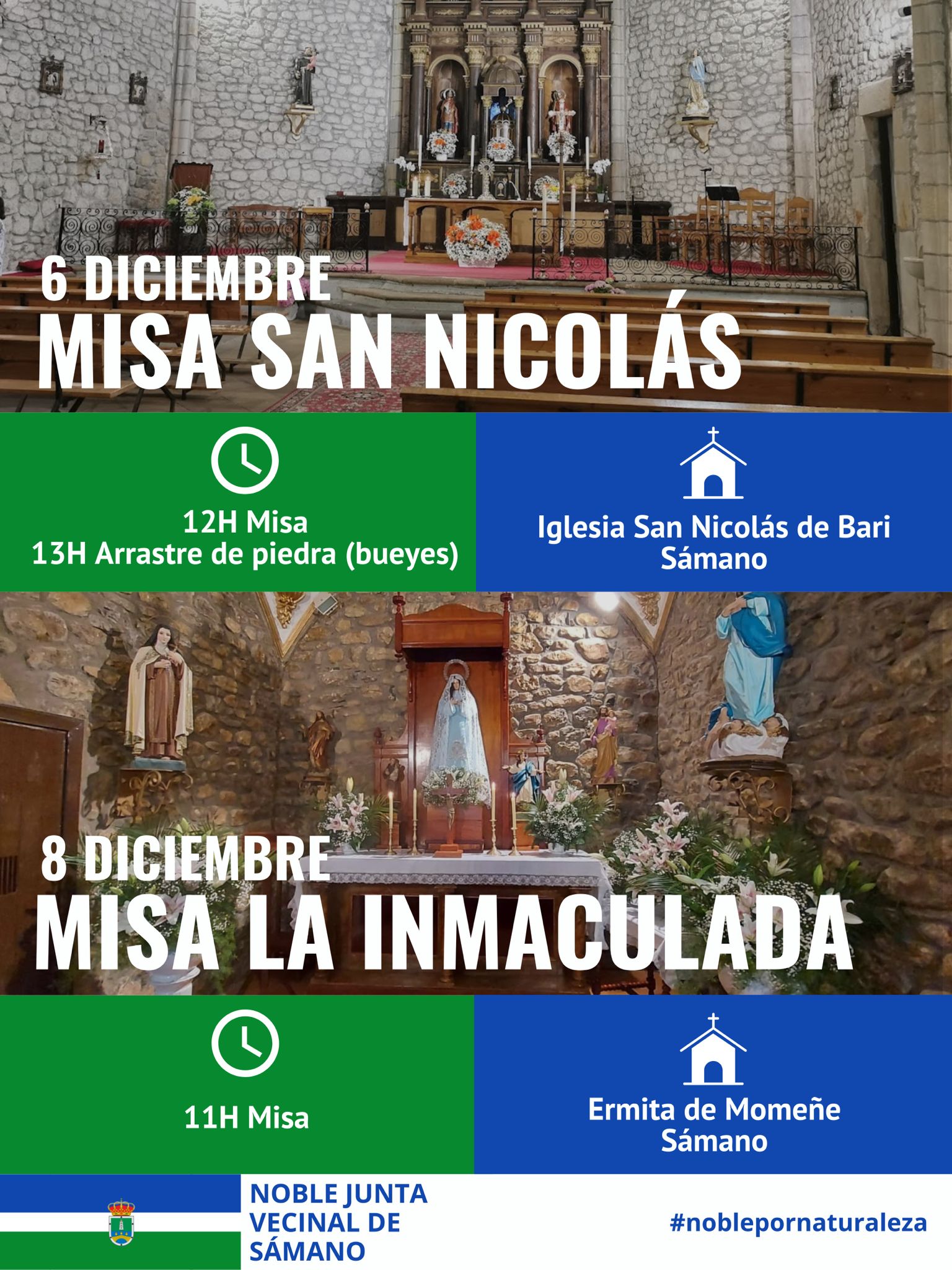 Misa San Nicolás 6 Diciembre y Misa La Inmaculada 8 Diciembre 2024