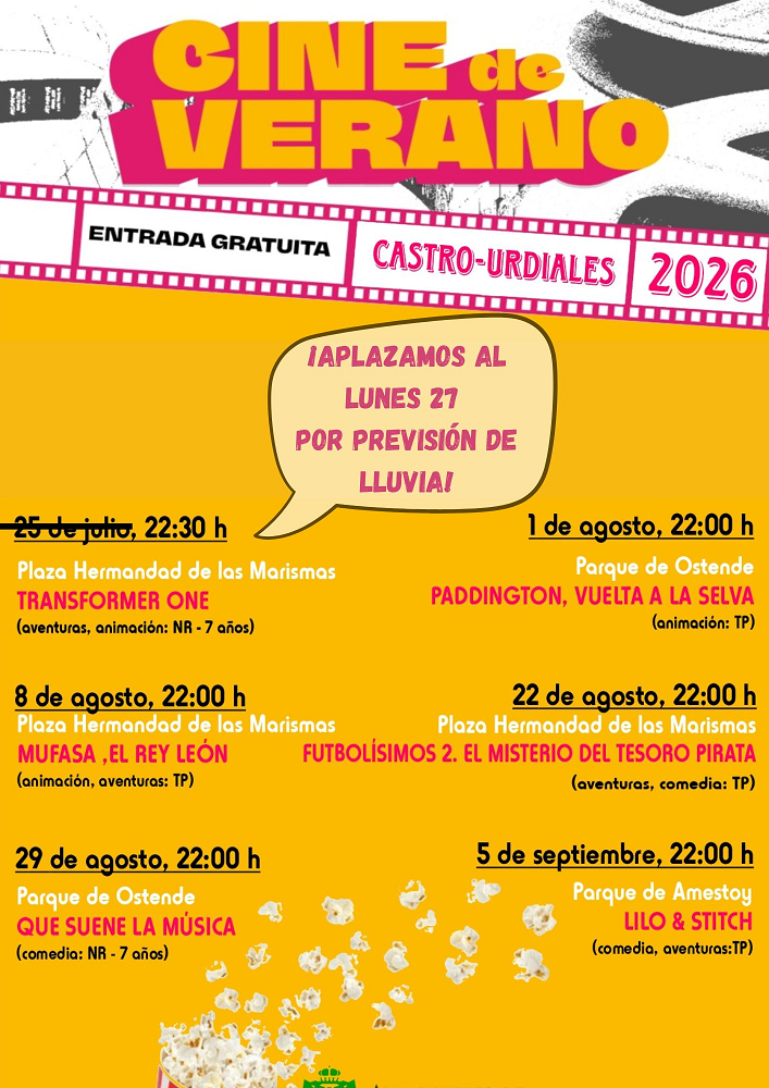 Cine de  Verano 2026 - "Transformers One"  ( Aplazado  al lunes 27)