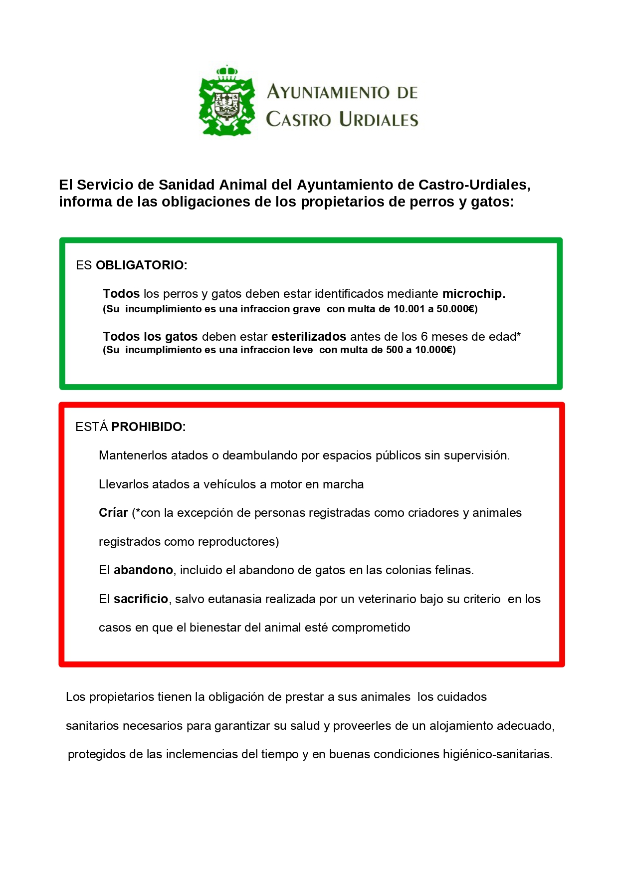 Circular Informativa:Obligación de propietarios de perros y gatos