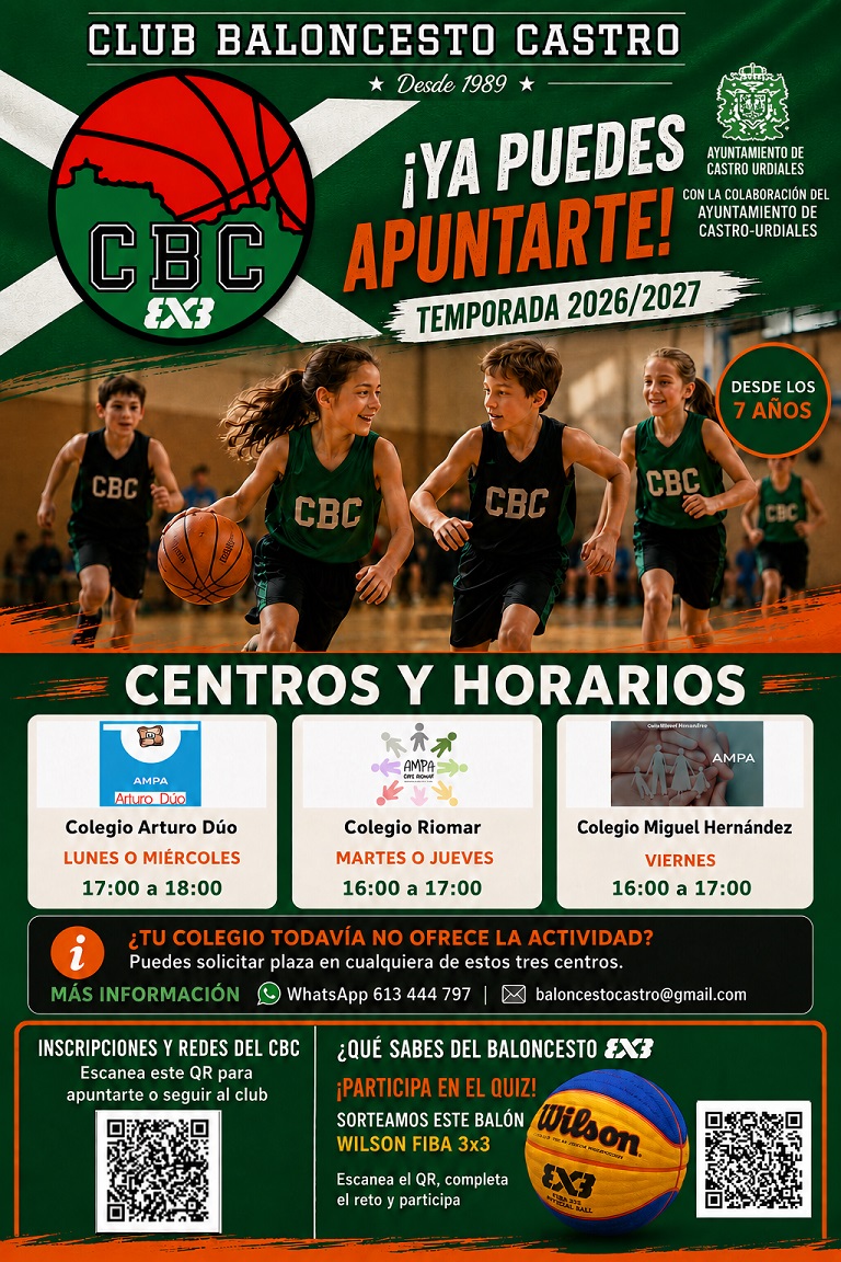 Club Baloncesto Castro - Inscripciones Temporada 2026/2027