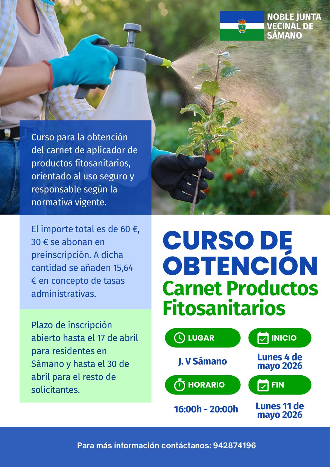 Curso de Obtención Carnet Productos Fitosanitarios.Mayo 2026