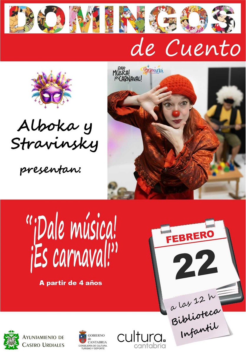 Domingos cuento con "¡Dale música! ¡Es carnaval!" con Alboka y Stravinsky
