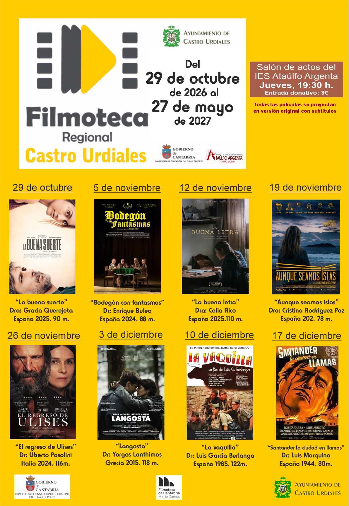 Filmoteca Regional de Cantabria  - Noviembre/Diciembre 2026