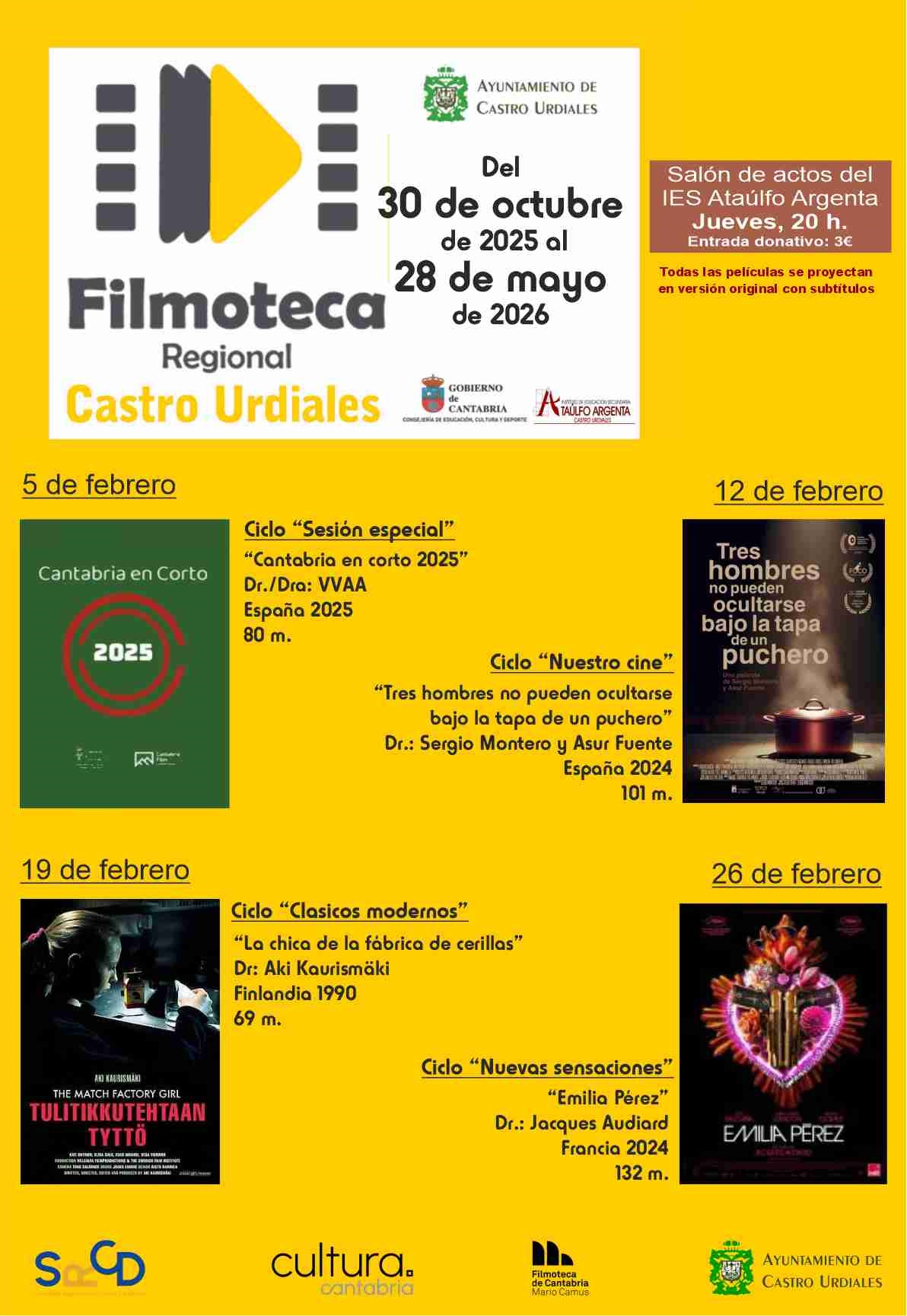 Filmoteca regional de Cantabria  - "Tres hombres no puede ocultarse bajo la tapa de un puchero"