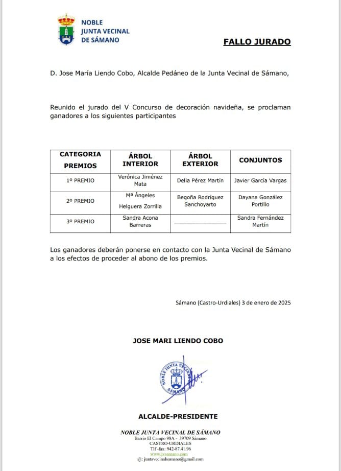 Ganadores V Concurso Decoración Navideña