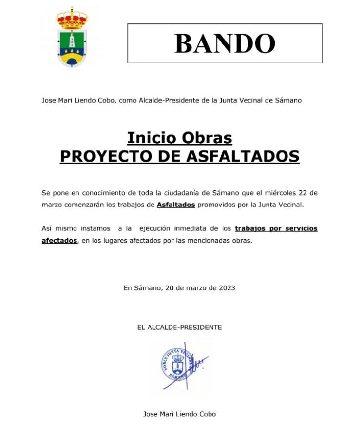 Inicio Obras: Proyecto de  Asfaltados