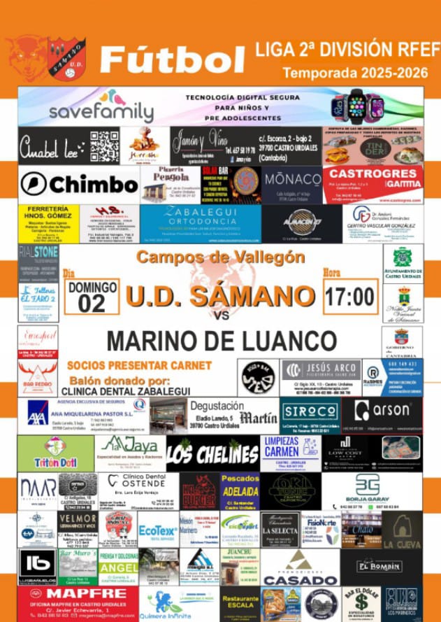 Liga 2ª División RFEF: U.D. Sámano vs Marino de Luanco.Domingo 2 de Noviembre 2025