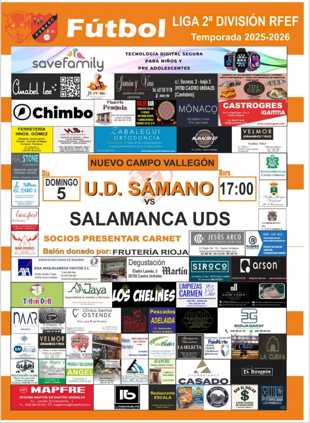 Liga 2ª División RFEF:U.D.Sámano vs Salamanca UDS. Domingo 5 octubre 2025