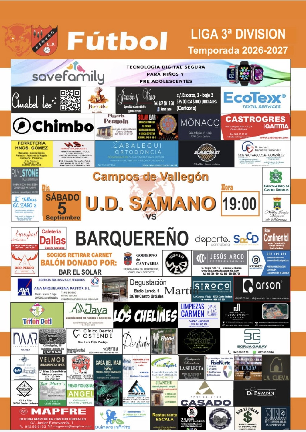 Liga 3ª División : U.D. Sámano vs Barquereño.Sábado 5 de Septiembre 