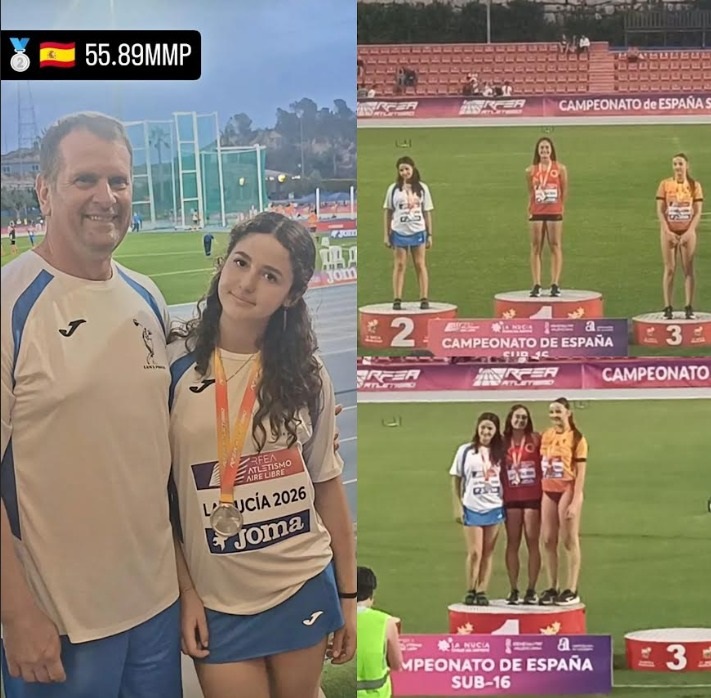 Lyra Arozamena del Club Lance Power, subcampeona de España, en lanzamiento de martillo sub-16