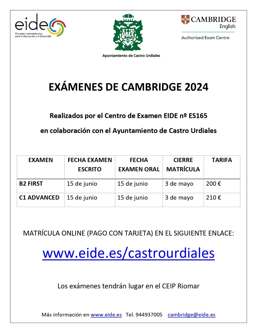 Matriculación  exámenes Cambrigde  