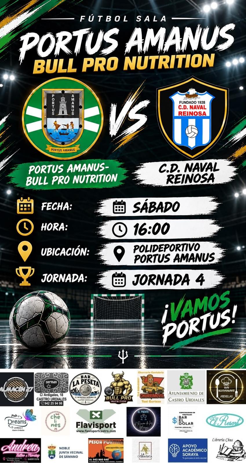 Partido Portus Amanus  Bull Pro Nutrition - C.D.Naval Reinosa.Sábado 17 Octubre 2026 