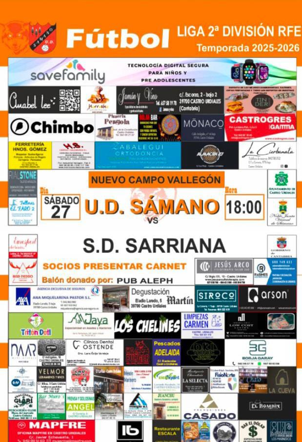 Liga 2ª División RFEF:U.D.Sámano vs S.D. Sarriana. Sábado 27 Septiembre 2025