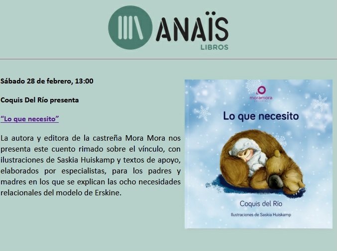 Presentación de Libro "Lo que necesito" de Coquis del Río