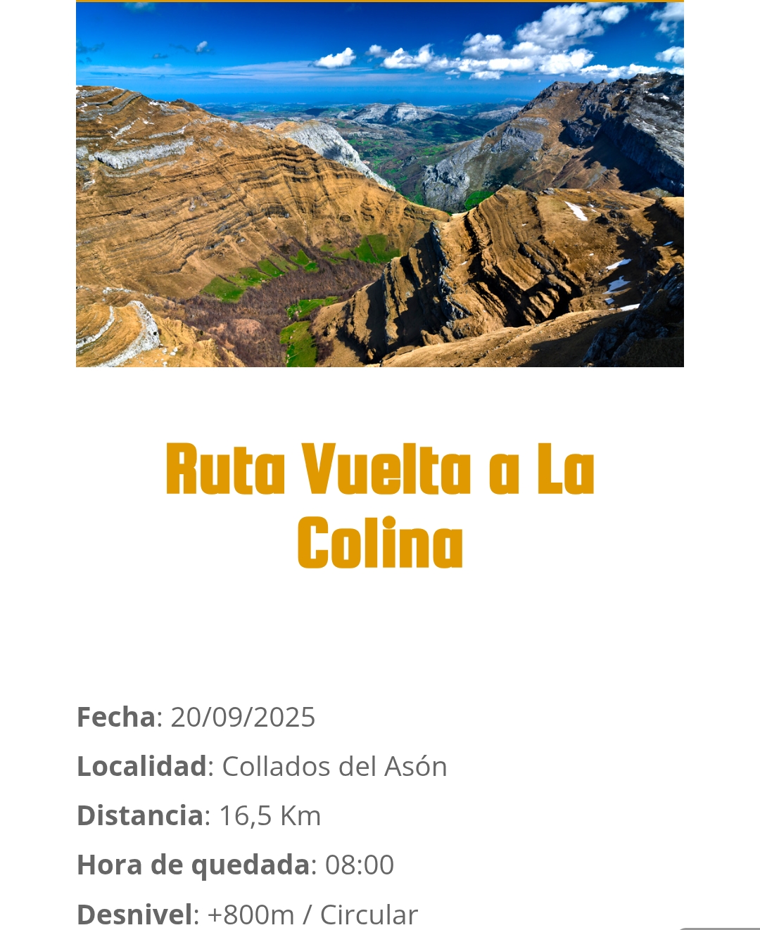 Ruta de Senderismo Club Alpino Sámano: Vuelta a la Colina.Sábado 20 Septiembre 2025