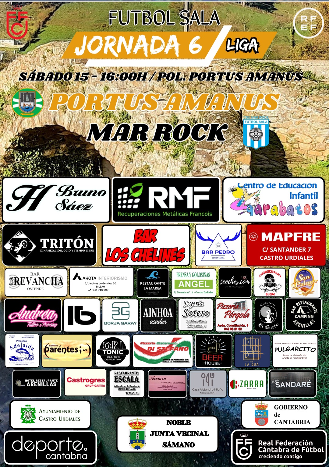 Fútbol Sala: Portus-Amanus vs Mar Rock.Sábado 15 de Febrero  2025