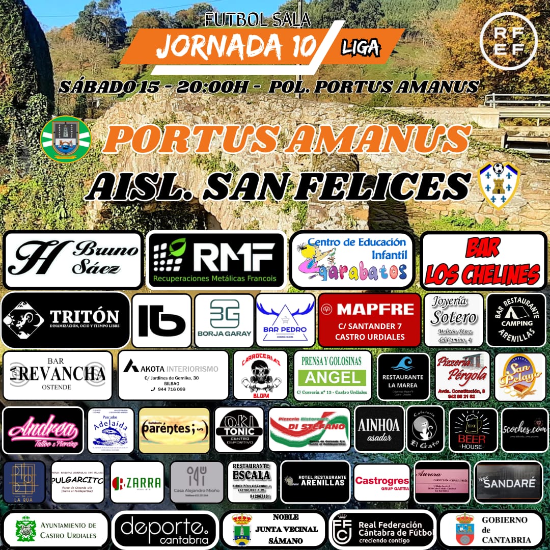 Fútbol Sala: Portus-Amanus vs AISL. San Felices.Sábado 15 de Marzo 2025