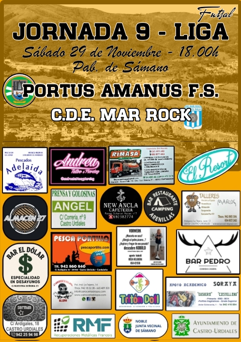 Fútbol Sala: Portus-Amanus vs C.D E.Mar Rock.Sábado 29 de Noviembre 2025