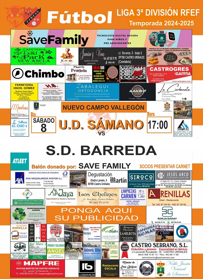 U.D. Sámano vs SD Barreda. Sábado 8 de marzo  2025