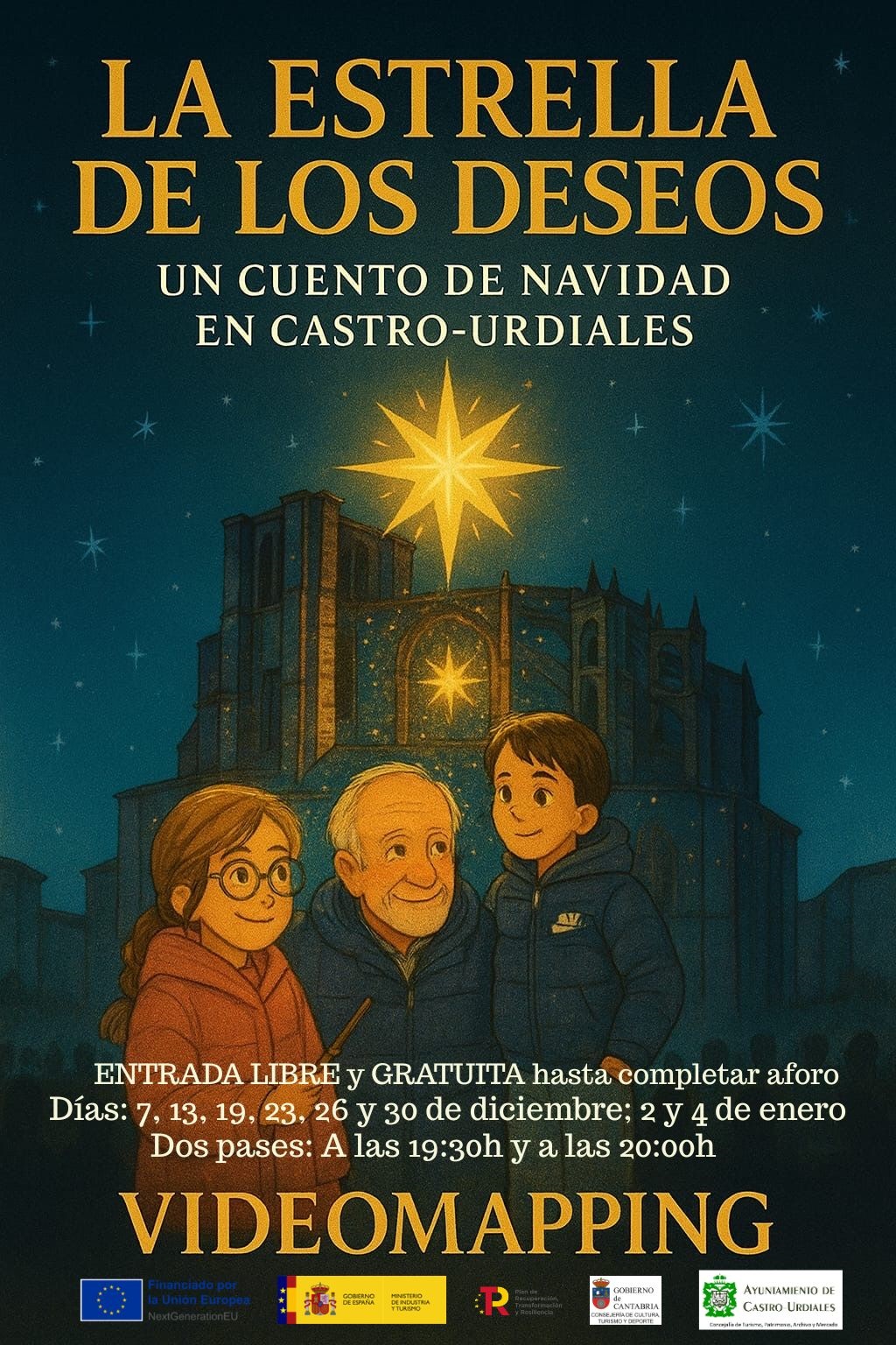 Video Mapping en la Iglesia de Santa María  <br> “La Estrella de los Deseos”, un Cuento de Navidad en Castro-Urdiales</br>